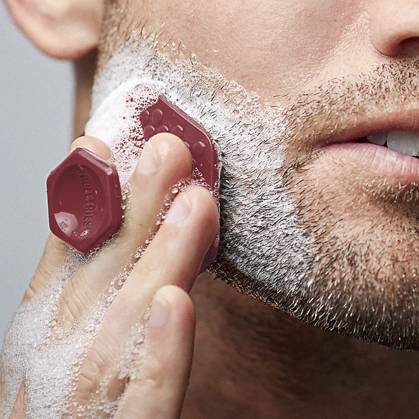 Tooletries - Men's Face Scrubber - Silicone Facial Cleansing Brush, Gentle Exfoliator Pad & Soft-Touch Massager - Removes Dead & Dry Skin - Long Lasting Bathroom & Shower Accessories - Burgundy