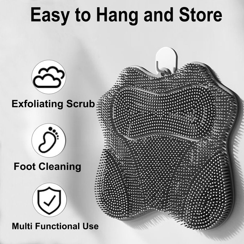 Easkite Shower Foot Scrubber, Shower Foot and Back Scrubber with Suction Cups, Shower Silicone Foot Washer for Exfoliating Massage（Grey&Blue）