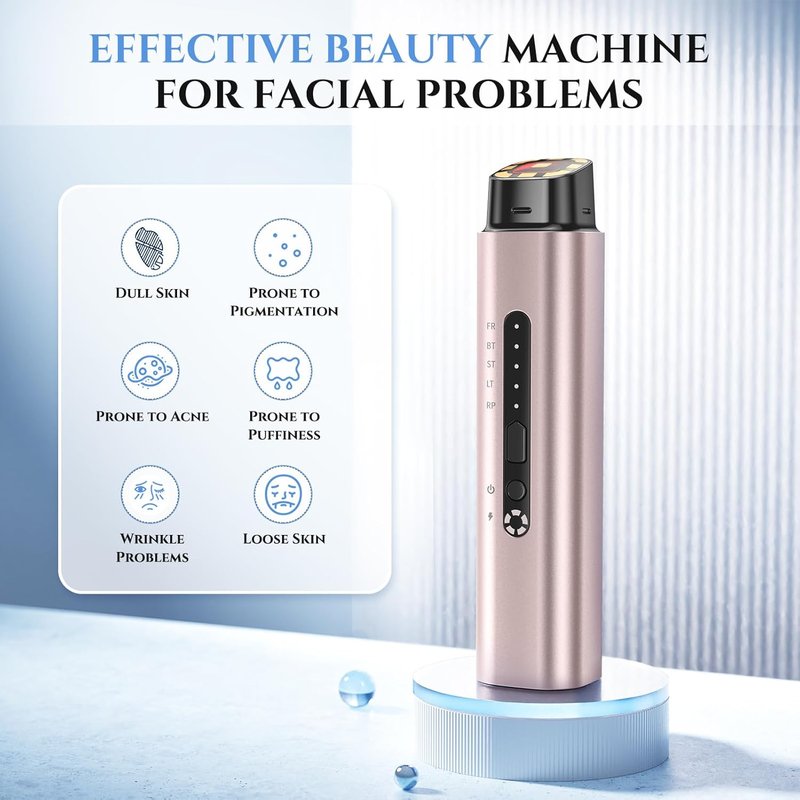 Microcurrent Facial Device - 5-in-1 Skin Tightening & Lifting Machine | 5 Color Light Therapy for Face, Neck & Eyes