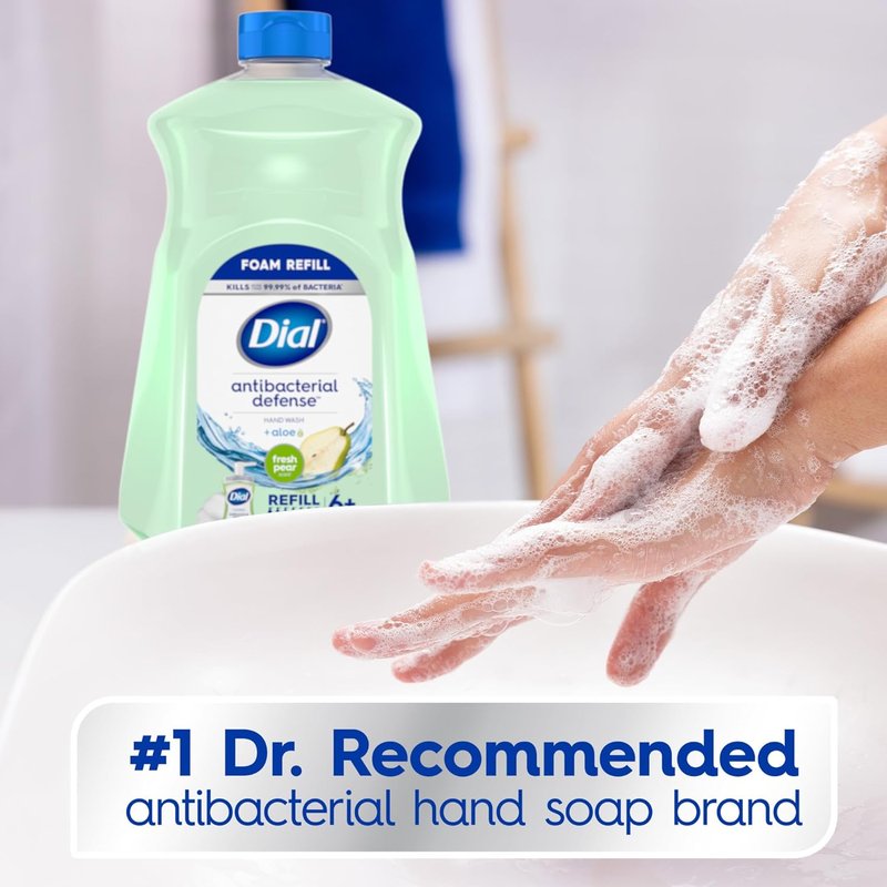 Dial Antibacterial Foaming Hand Soap - Fresh Pear Scent, 52 Fl Oz Refill for Ultimate Cleanliness