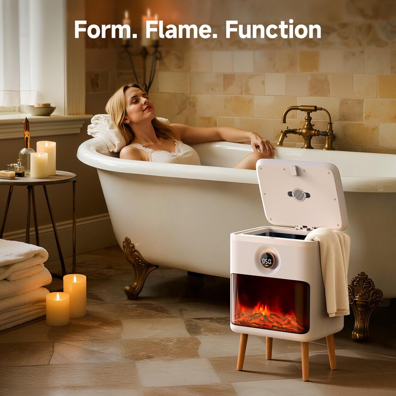 FEPPO Towel Warmer, Large Capacity Luxury Towel Warmers for Bathroom with HearthGlow Display, Rotary Timer Control & LED Countdown, Fits 2 Large Towels, Bathrobes, Blankets, Pajamas