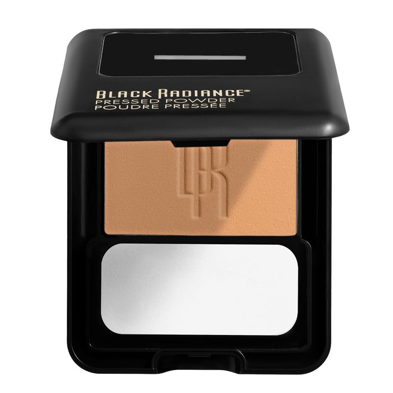 Black Radiance Pressed Powder - Pigment-Rich Matte Finish for Light Skin Tones | Oil-Absorbing Compact with Mirror & Sponge - Biscotti