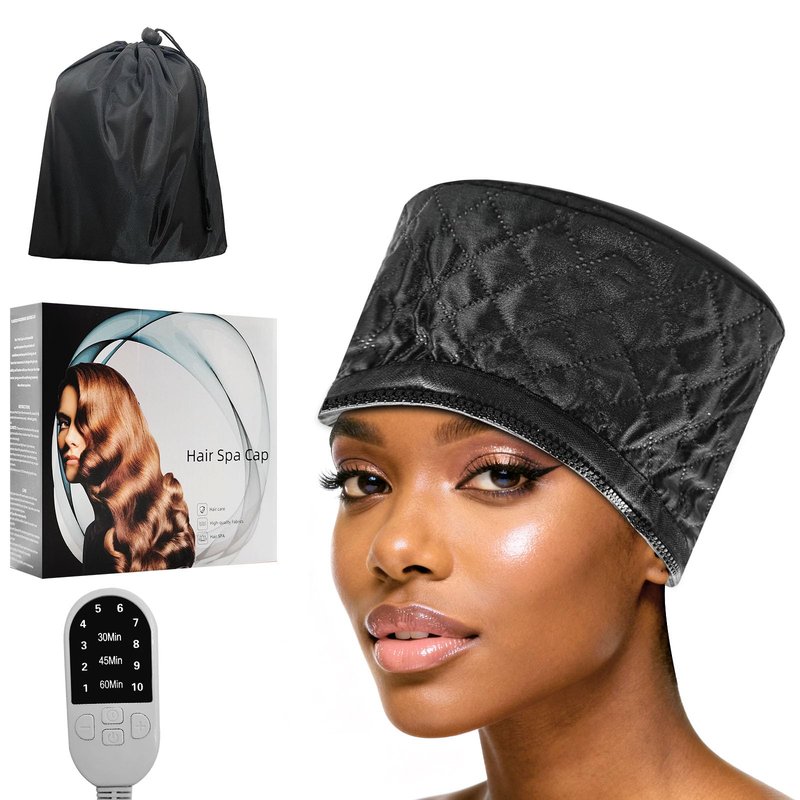 Professional Heat Cap for Deep Conditioning, Hair Steamer Cap, 10-Level Heating Speed 30s Fast Warm Up to 75°C for Hair Treatment, Portable Hair Steamer for Black Hair, Gentle Care