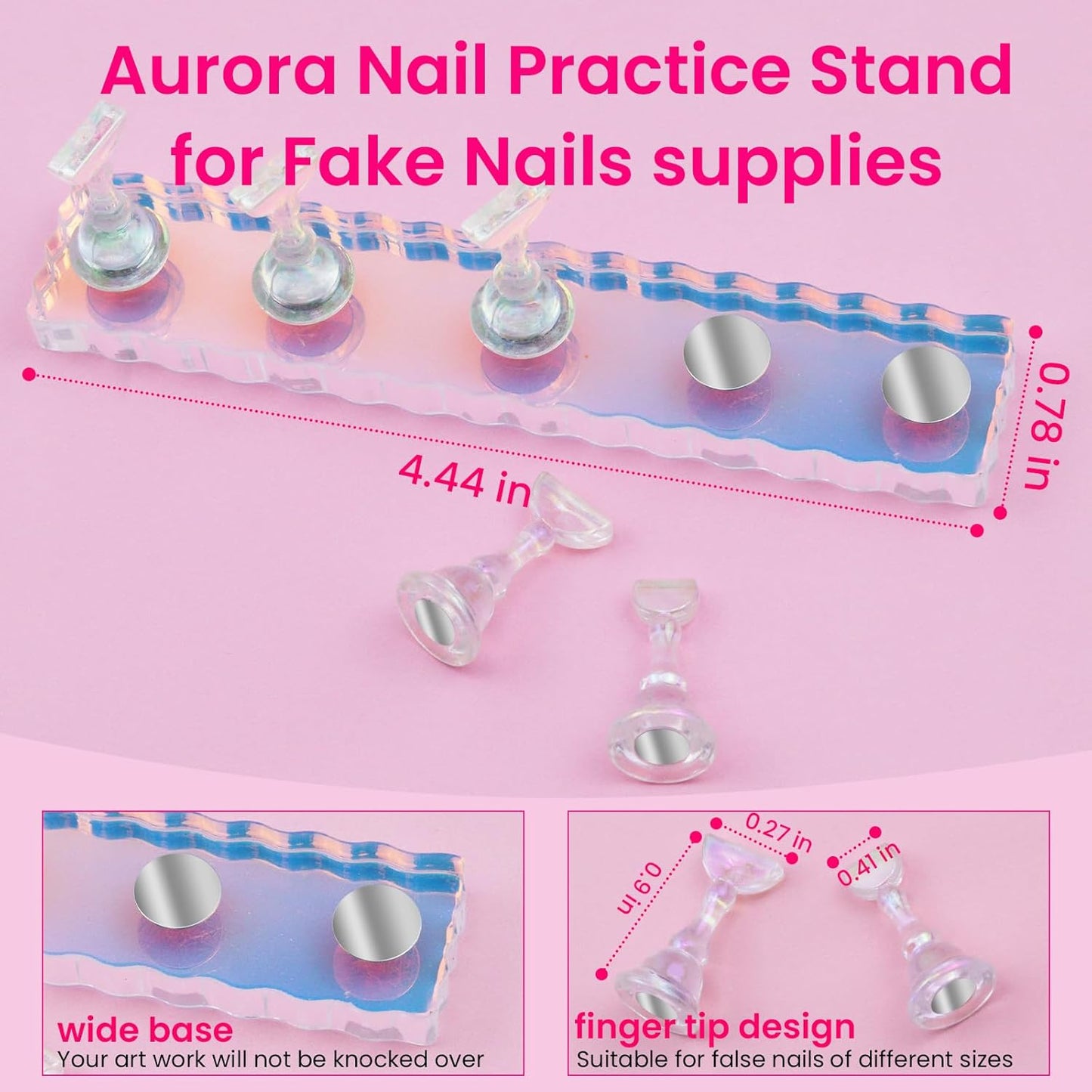 Skiennix Nail Stand - Strong Magnetic Holder Kit for Press-On Acrylic Nails | 200PCS Tape & Heart-Shaped Display