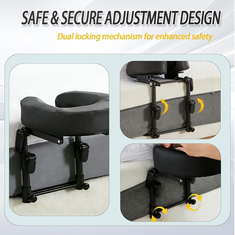 Skiennix Adjustable Massage Headrest - Comfortable Face Cradle for Home Use | Black Color