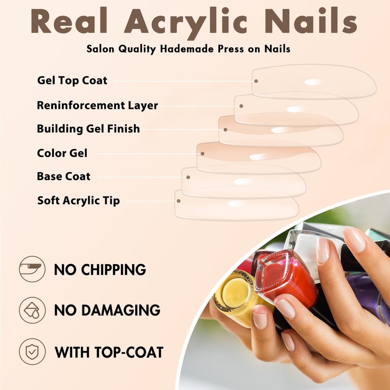 Ombre Pink Press-On Nails | Long Square Gradient French Tips - 24 Pcs Coffin Acrylic Set for Women
