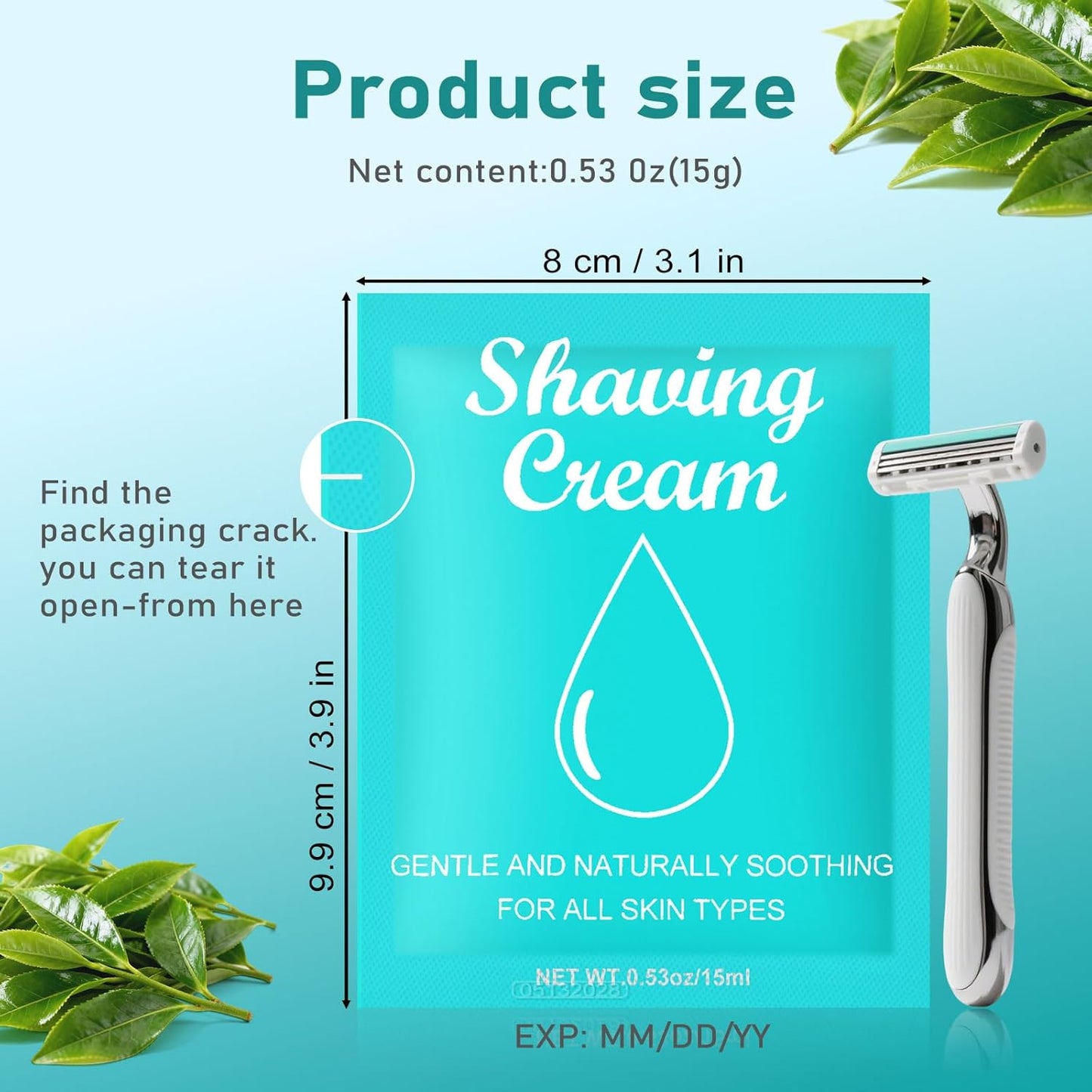 Women's Shaving Cream - Moisturizing Shave Gel for Dry Skin | Travel Size 0.53oz, Pack of 10