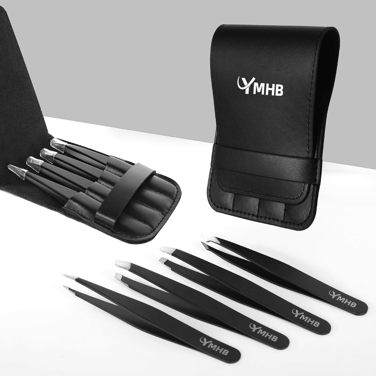 Skiennix Tweezers Set - 4-Piece Stainless Steel Eyebrow Tweezers for Precision Facial Hair Removal | Perfect Gift for Women and Men