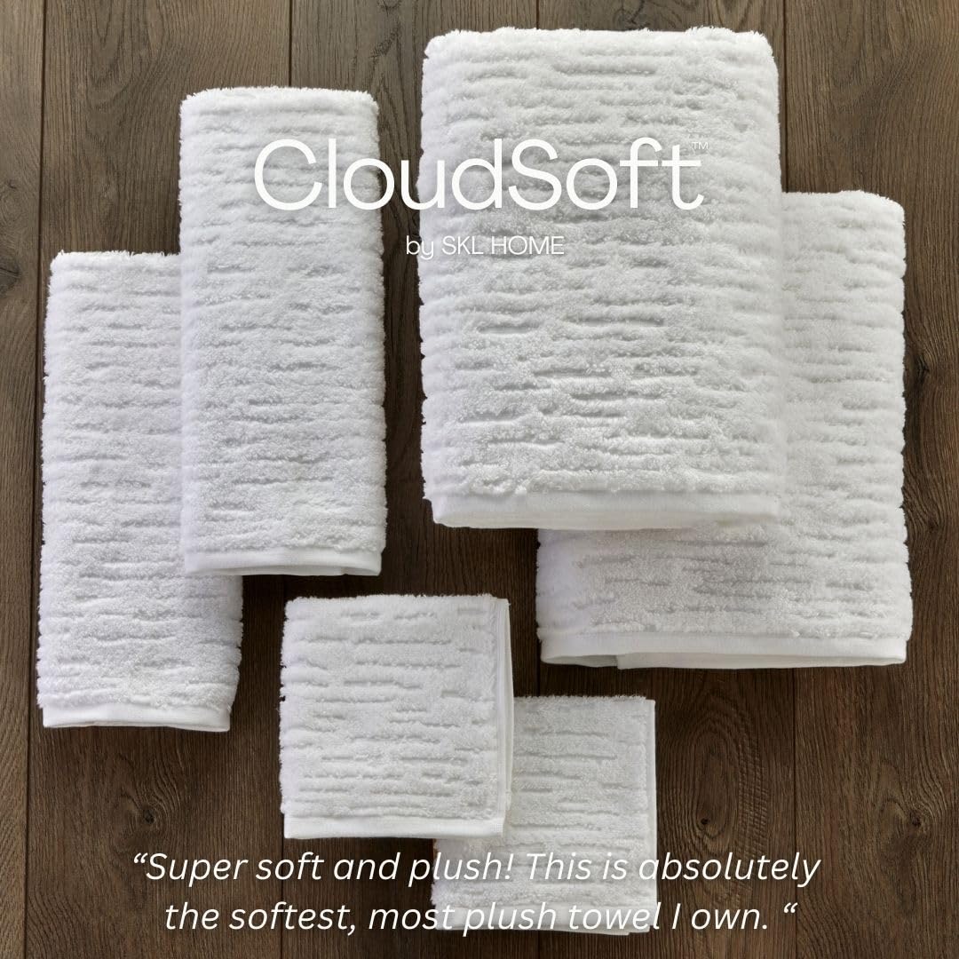 SKL Home CloudSoft Cotton Luxury 4 Pc Bath Towel Set, White