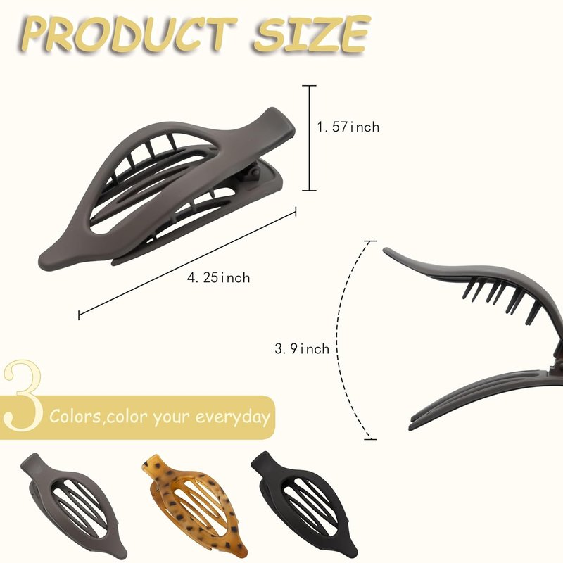 Flat Claw Clips for Women - Large Non-Slip Duckbill Hair Clips | 6-Pack Matte Accessories for Thick & Thin Hair