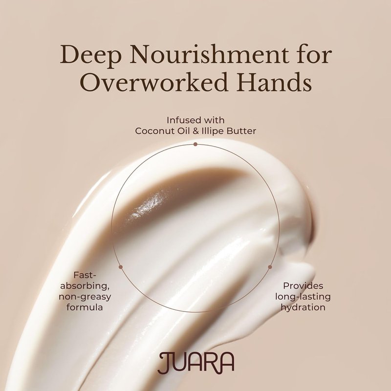 Juara Hand & Nail Balm | Anti-Aging Moisturizing Cream for Dry, Cracked Hands - Coconut Oil & Shea Butter, 3.4 oz