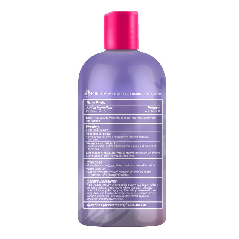 Mielle Organics Lavender & Lychee Scalp Moisturizing Shampoo with 1% Pyrithione Zinc – Anti-Dandruff Shampoo for Flake & Itch Relief, Sulfate-Free, 12 fl oz