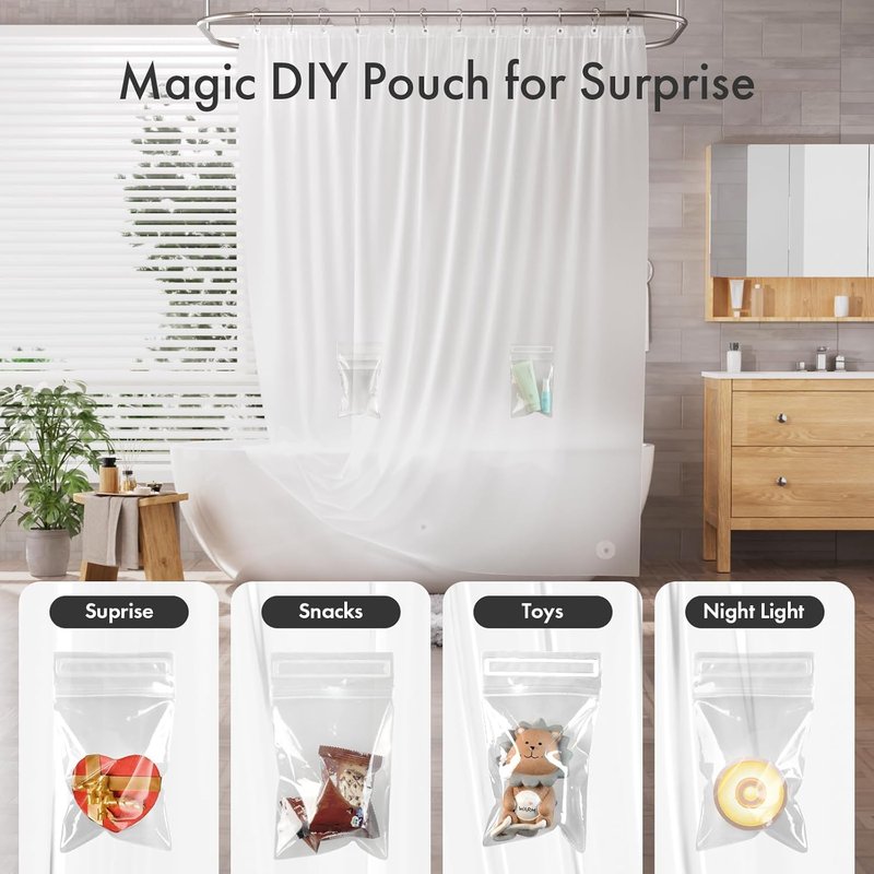 AmazerBath Shower Curtain Liner - Waterproof Frosted Plastic with 2 Weighted Pockets | 72x72 Inches