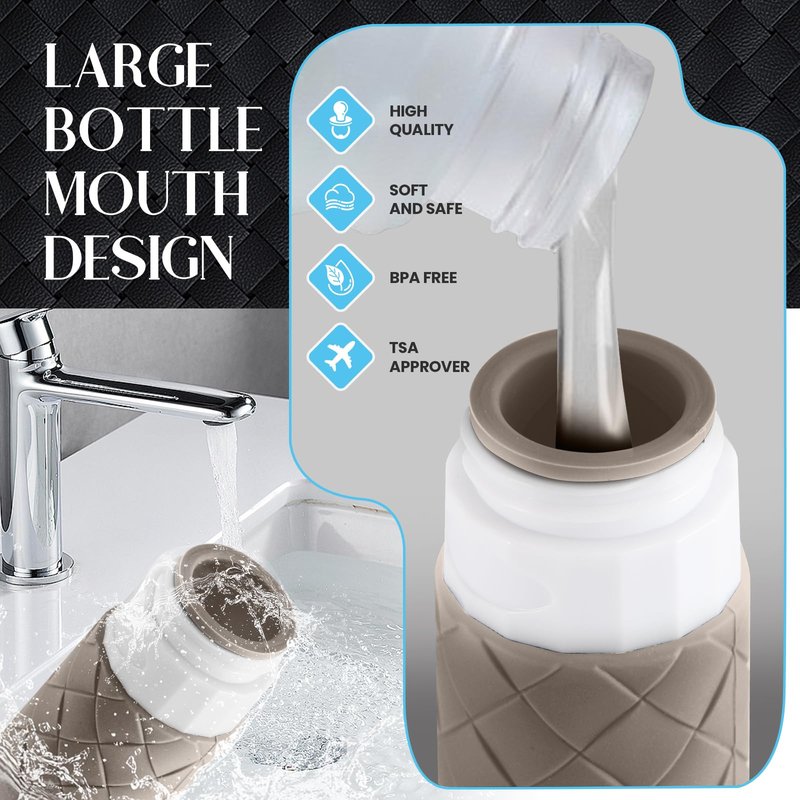 Silevoler Travel Bottles for Toiletries, TSA Approved Silicone Travel Size Containers for Toiletries, BPA Free Leak Proof Refillable Essentials Accessories, Shampoo and Conditioner Bottles (Cream)