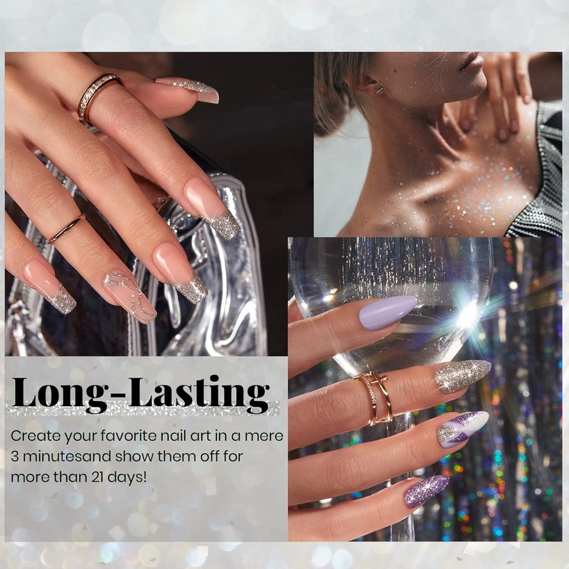 Beetles Glitter Gel Nail Polish - Reflective Silver Shimmer | 15ml Soak Off UV/LED for DIY Nail Art