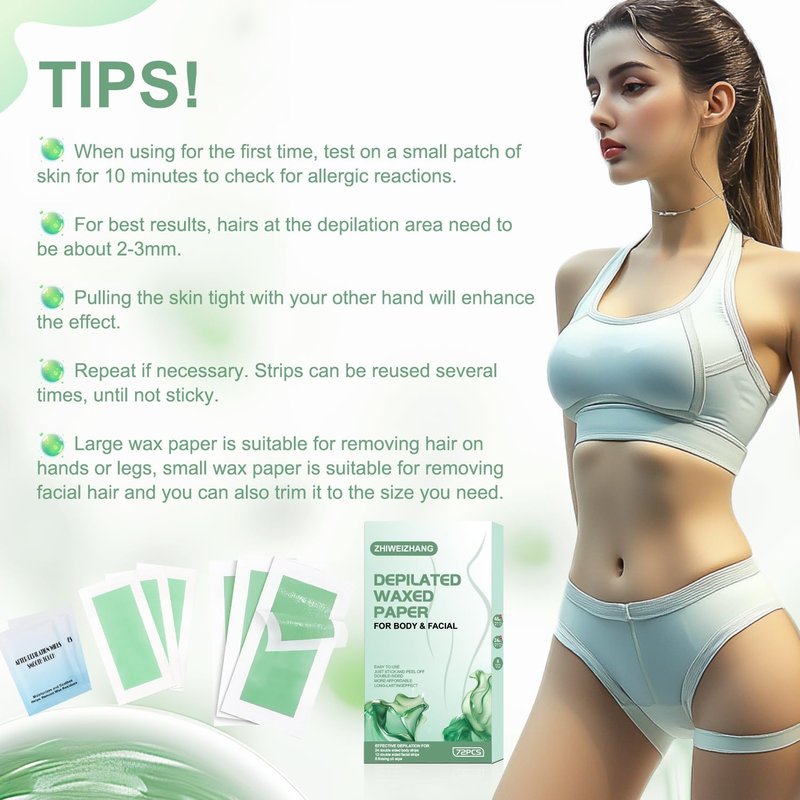 Skiennix 72PCS Wax Strips - Hypoallergenic Hair Removal Kit with Calming Oil Wipes for All Skin Types | Body & Face