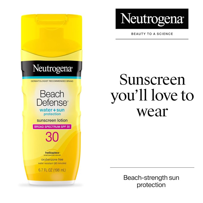 Neutrogena Sunscreen Lotion - Beach Defense SPF 30 | Oil-Free, Fast-Absorbing, 6.7 fl. oz