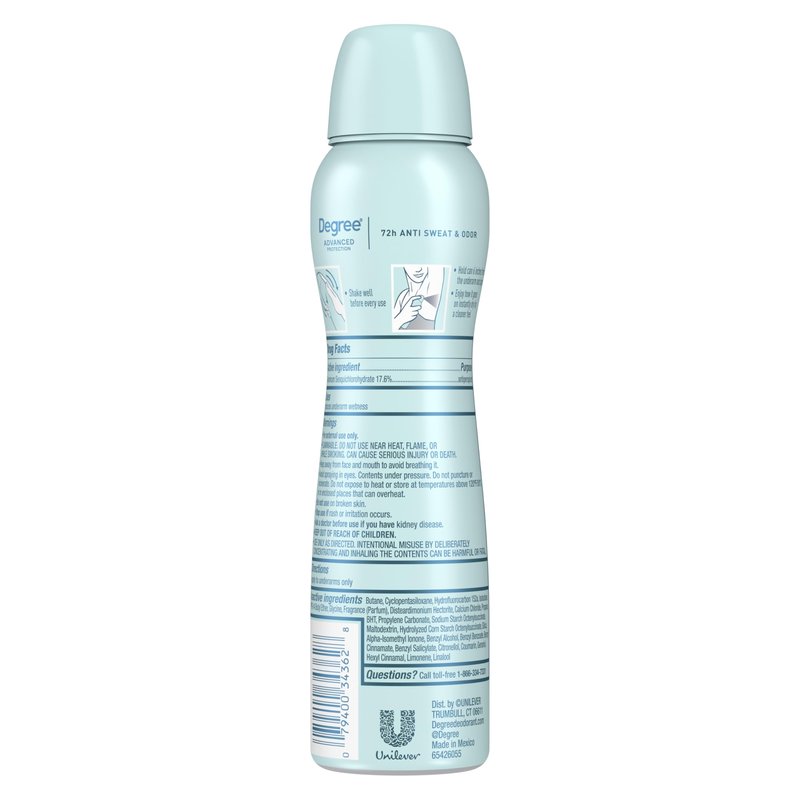 Degree Antiperspirant Deodorant Dry Spray Sheer Powder 72-Hour Sweat and Odor Protection Deodorant Spray For Women With Body Heat Activated Technology 3.8 oz