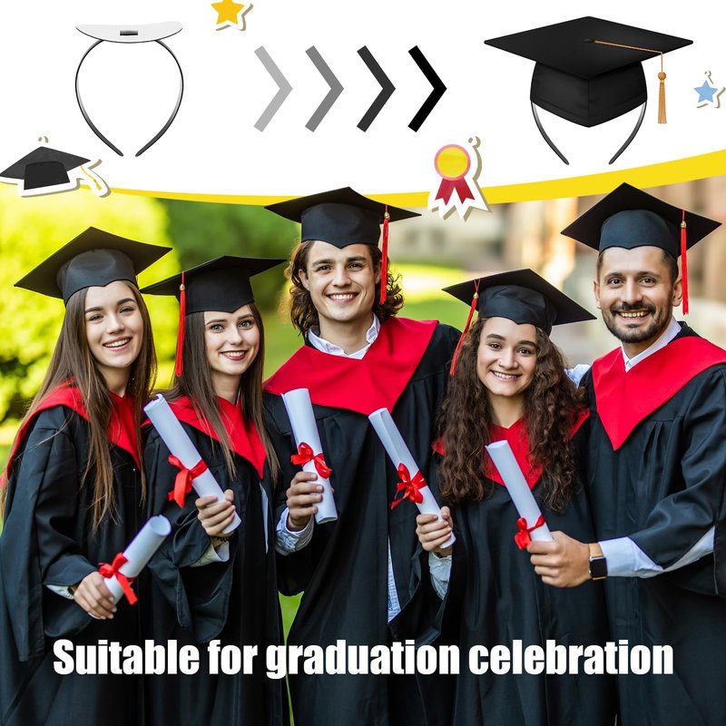 NNG 2 PCS Graduation Cap Headband,Grad Cap Band with Adhesive Felt,Hair Band Hat Accessories for Graduate