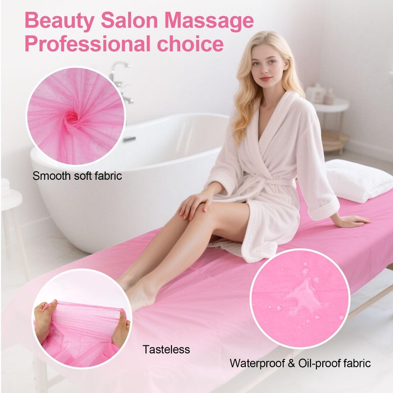 200 Piece Disposable Massage Table Sheets 31" x 71" - Non-Woven Fabric Bed Covers for Spa, Massage, Beauty & Tattoos - Breathable, Hygienic (Pink)