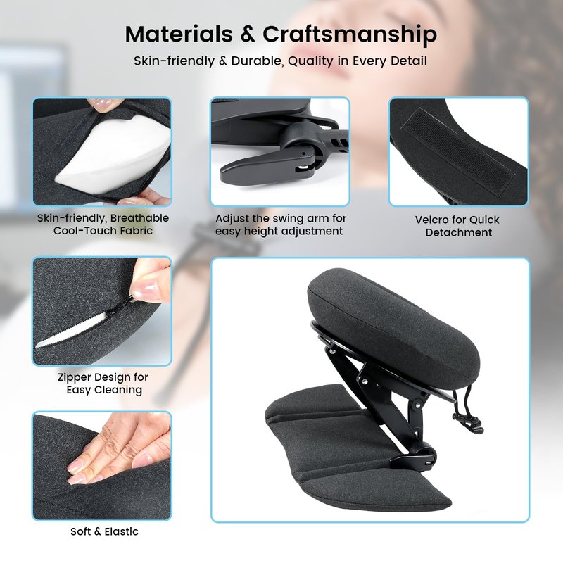 CROWNZONEE Intelligent Support Memory Foam Pillow，Adjustable Massage Pillow – Multi-Use Ergonomic Neck Pillow for Office Naps,Travel, Recliner Headrest – Portable (Black Pillow+Black Plastic Stand)