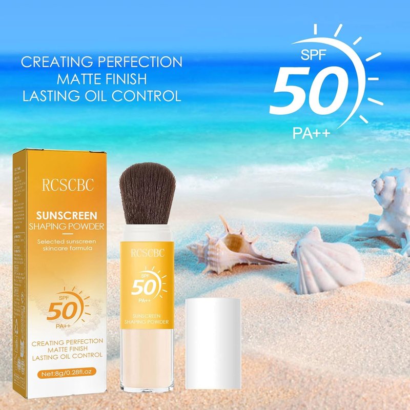 Regine Switzerland SPF 50 Powder Sunscreen - Lightweight Brush for Face & Scalp, All Skin Types (1 PCS)