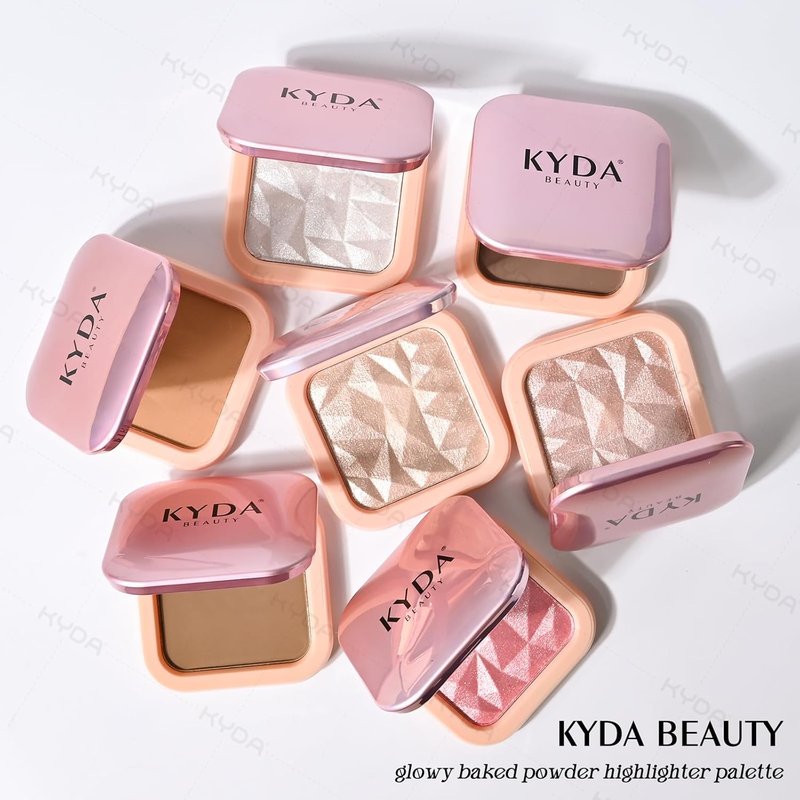 KYDA Face Highlighter Palette - High Gloss Illuminator for Natural Glow Finish | Pearl Shimmer, Long-Lasting Champagne