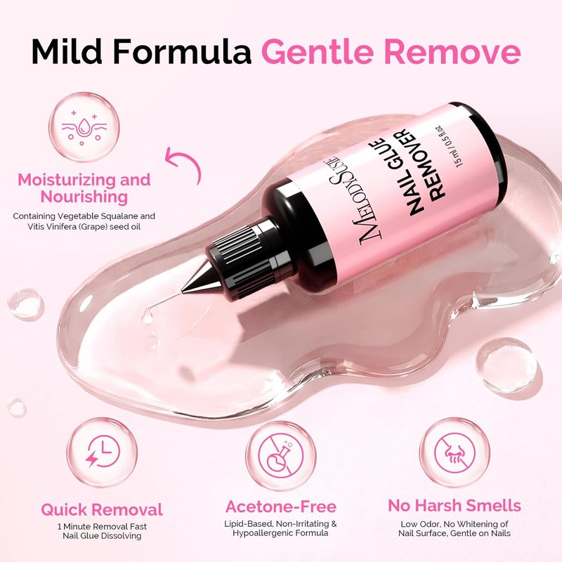 MelodySusie Nail Glue Remover - Acetone-Free Multi-Functional Liquid for Press-On Nails | 2PCS Set