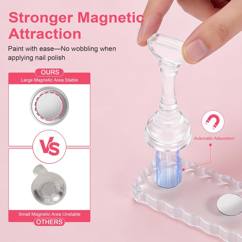 Nail Stand for Press On Nail Holder for Painting Nails, Magnetic Fake Nail Stands Tips, Heart Shaped Nail Holder with Double-sided Tape Practice Nail Art Tools