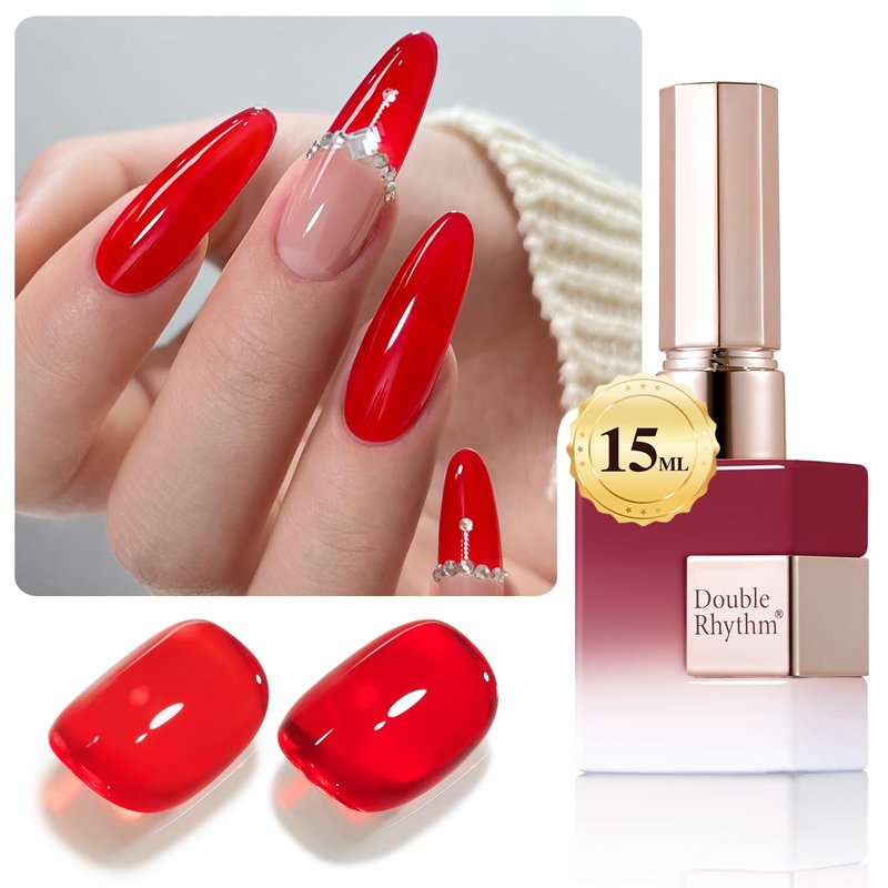 Double Rhythm 15ML Gel Polish Pure Sheer Same Color Same Bottle Gel Polish Art Manicure Salon DIY at Home for Women (Jelly Red-A1450)