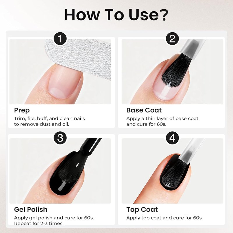 Hema-Free Gel Nail Polish - Black Color UV Nail Kit for DIY Manicure | 1 Piece