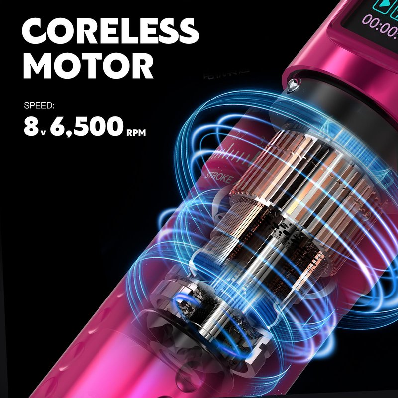 WORMHOLE PRO 7 Adjustable Strokes Wireless Tattoo Gun Wireless Tattoo Machine with 1,800 mAh Capacity Wireless Power Supply, Coreless Motor, Digital LED Display Tattoo Pen VIRGO HKP15-A
