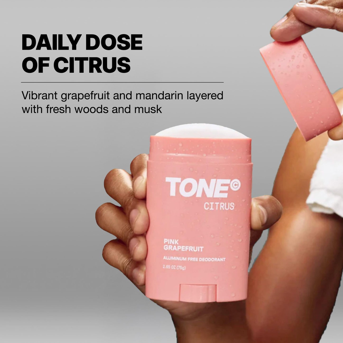 TONE Aluminum Free Deodorant for Men & Women, Citrus, Paraben Free Formula with up to 48-Hour Odor Protection, Dermatologist-Tested, 2.65 oz