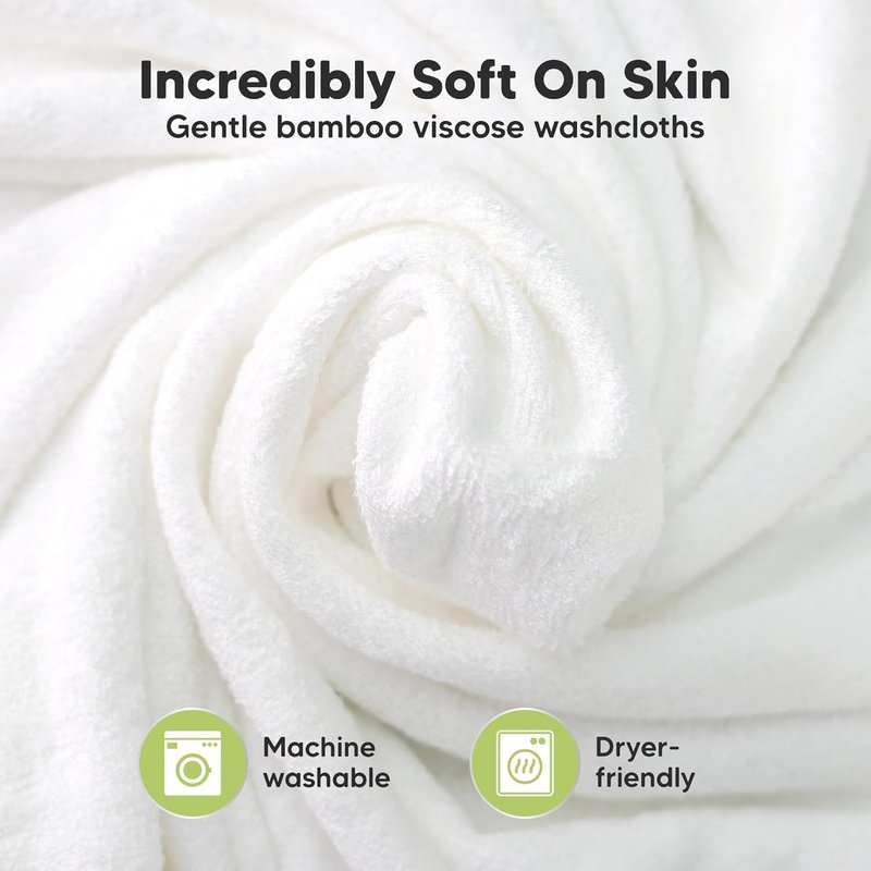 Baby Washcloths - Soft Absorbent Bamboo Viscose Towels for Newborns | 10x10 Reusable, Gentle on Sensitive Skin