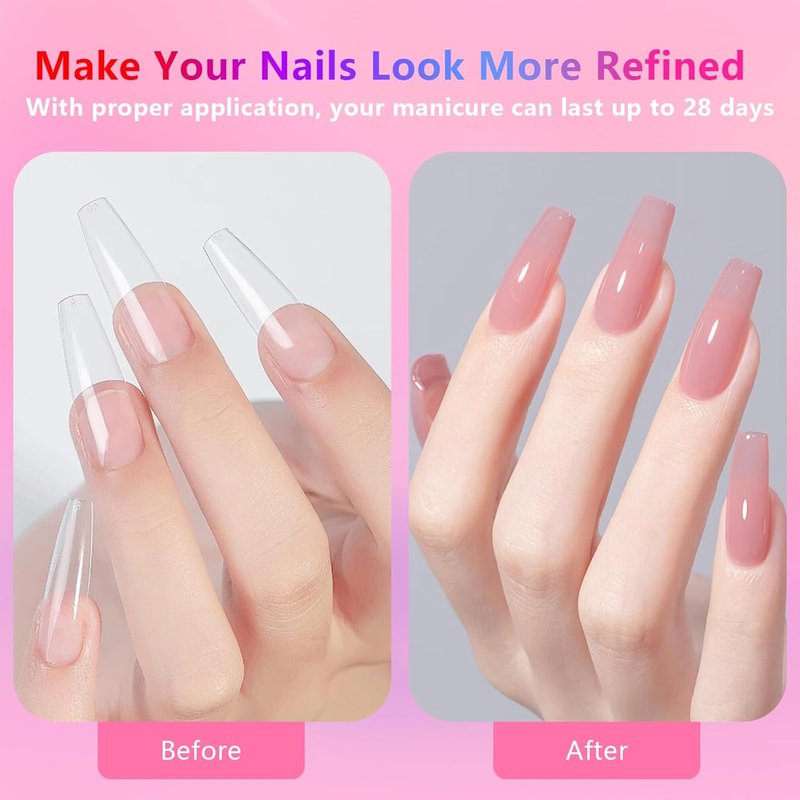 BETE Medium Almond Clear Acrylic Nail Tips - 224 Pcs in 16 Sizes | Pre-Shaped Strong Press-On Nails for DIY Manicure