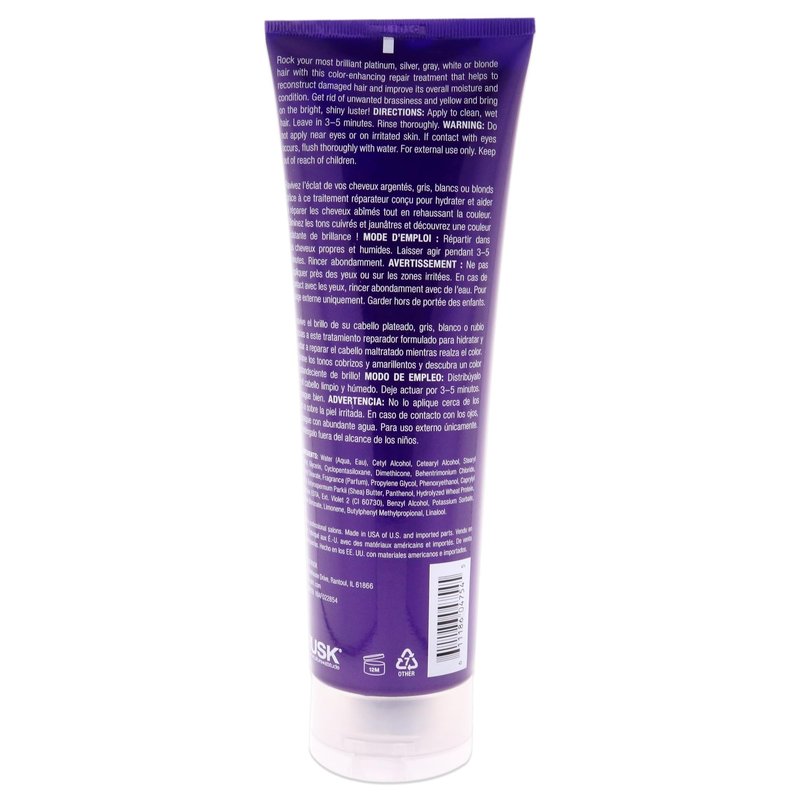 RUSK Deepshine PlatinumX Repair Treatment, Repairs and Moisturizes Chemically Treated or Damaged Hair, Adds Shine to Platinum, Blonde, Gray, and Silver Hair, 8.5 oz