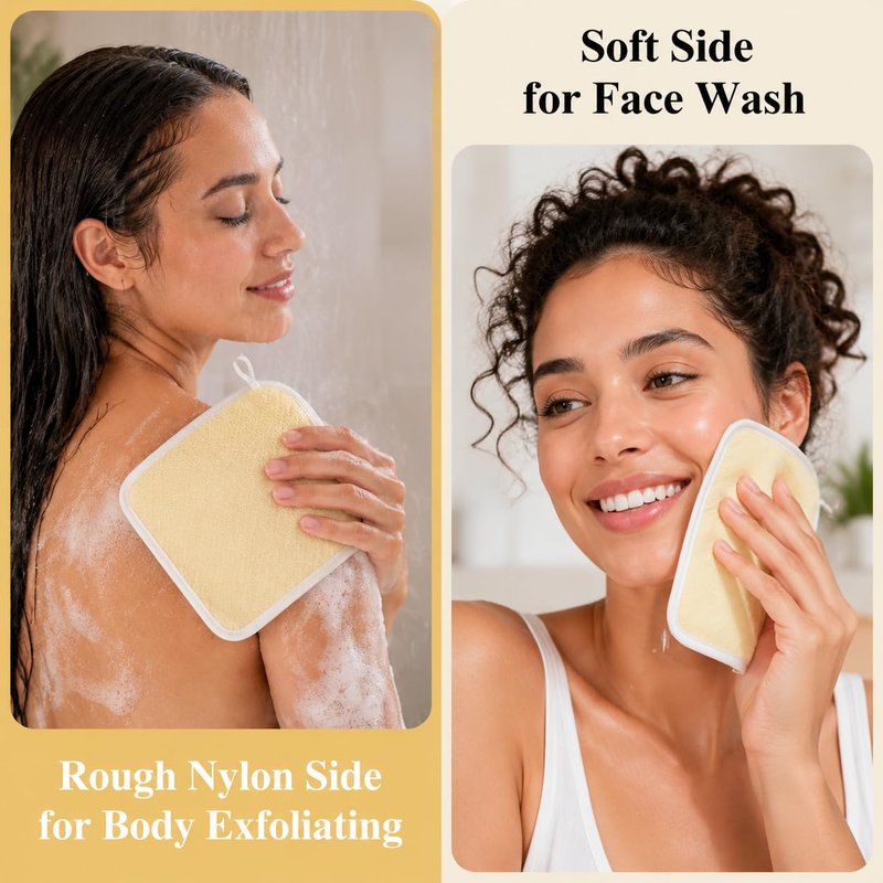 MAQIHAN Exfoliating Cloth - 4 Pack Exfoliating Washcloths for Body and Face Clean 8 × 10 inches Durable Weave Bath Body Scrubber Face Wash Cloths Bath Towel Washcloths Wash Towels for Women and Men