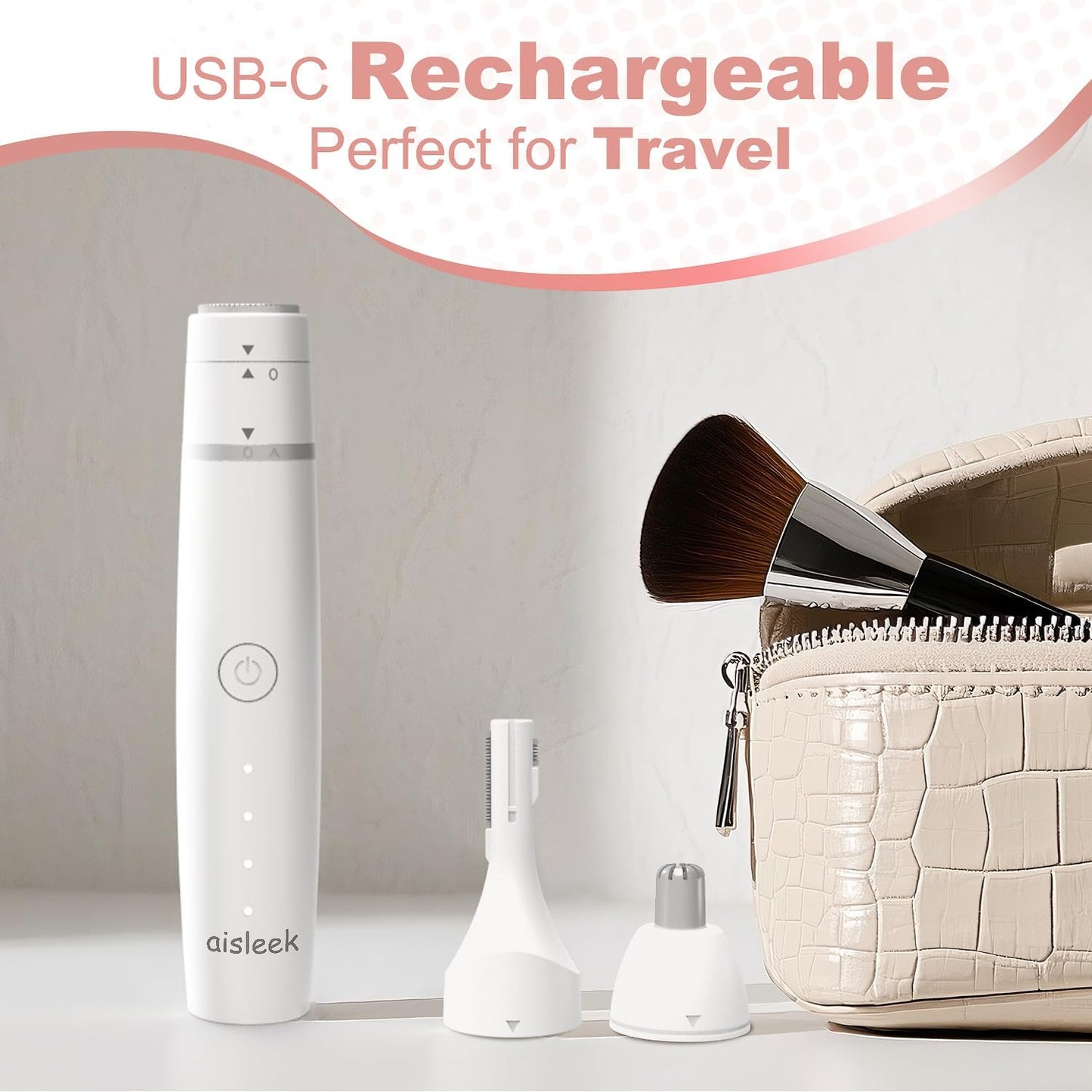 Skiennix Nose Hair Trimmer - 3-in-1 Facial Hair Remover & Grooming Kit | USB-C Rechargeable, Compact & Painless