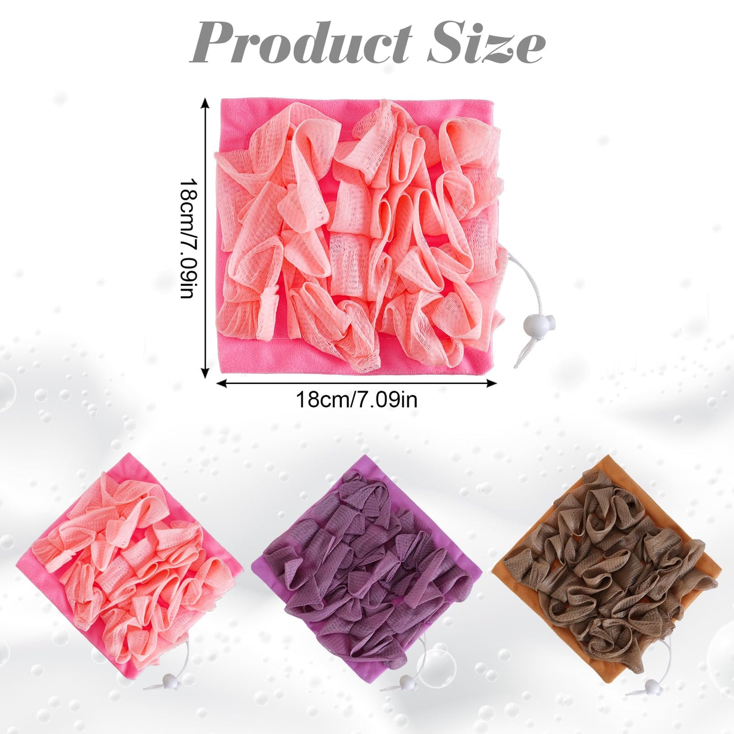 Ngdhkd 3pcs Bar Soap Loofah Washcloth Loofah Pouch Bar Soap Pocket Exfoliating Shower Sponge with Soap Saver Pocket for Bathing Body Wash Brown Purple Pink