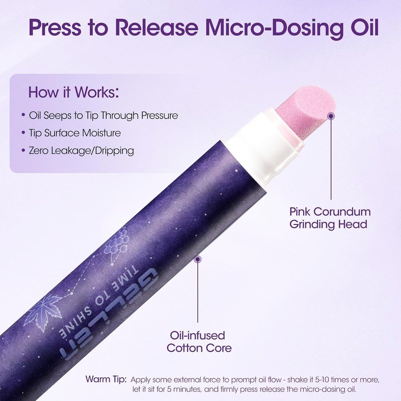 Gellen Cuticle Pusher Oil Pen Set - 3-Piece Nail Care Treatment for Hangnails & Damaged Nails | Ceramic Remover & Oil Pens