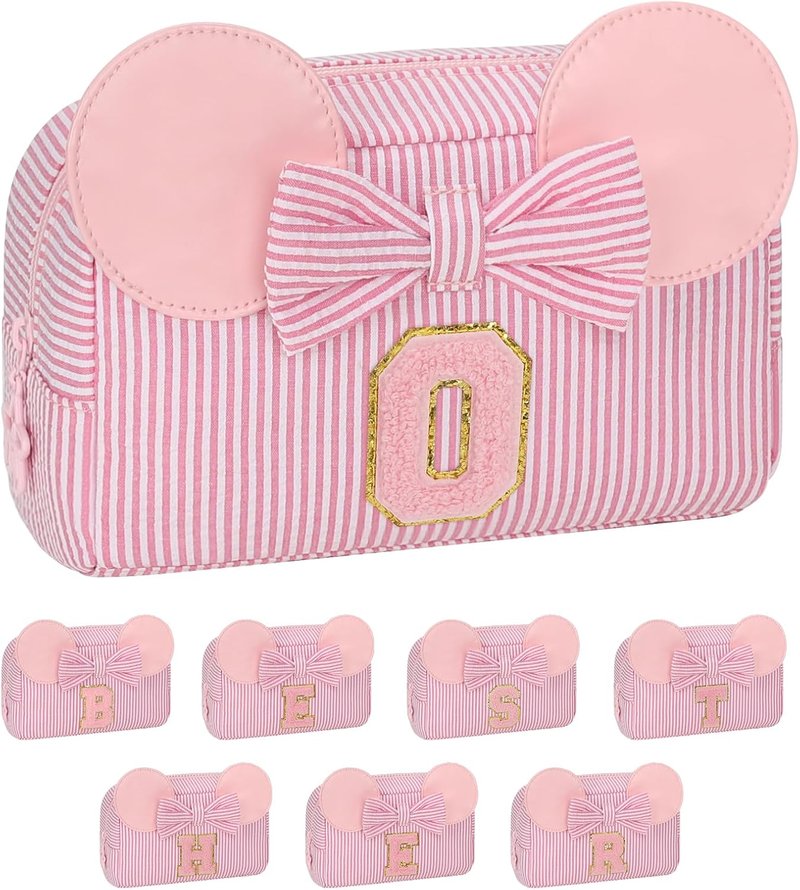 Cute Initial Makeup Bag for Girls - Small Travel Cosmetic Organizer Pouch | Perfect Birthday Gift for Ages 4-15