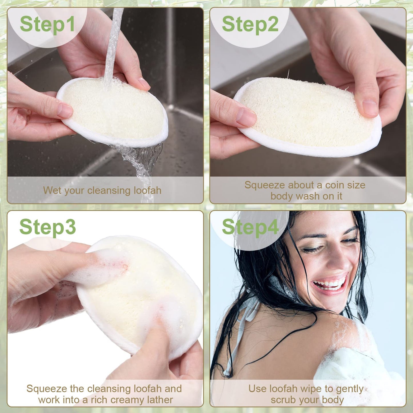 Meanplan 100 Pieces Exfoliating Loofah Pad Body Scrubber Bath Shower Loofah Sponge Pad Natural Exfoliating Scrubber Luffa Brush Close to Skin for Men Women Shower Bath and Spa