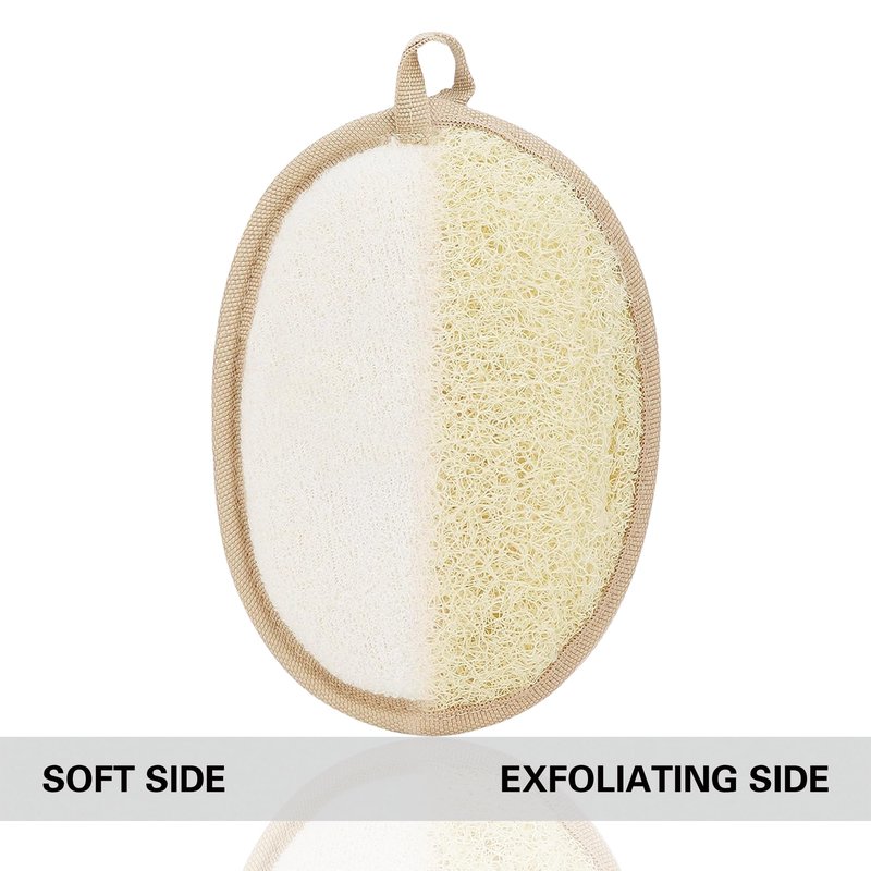 Natural Loofah Exfoliating Body Scrubber Pads, Bath Loofah for Women & Men, 100% Plant-Based Shower Luffa Sponge (3-Pack)