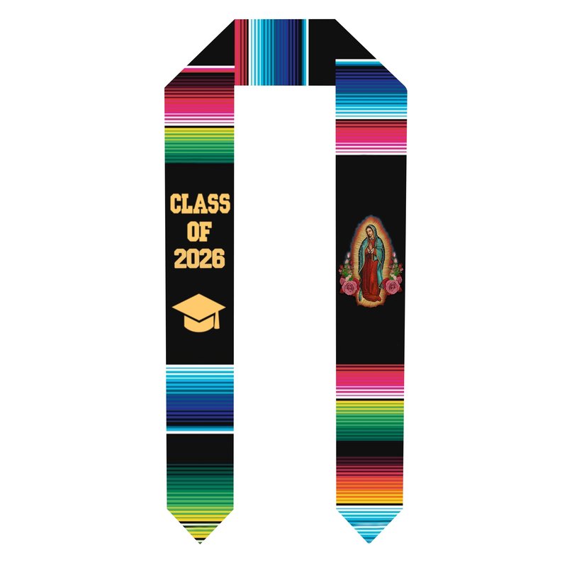 Deluxe Mexican Graduation Sash 2026 | Embroidered Virgin Mary Estolas de Graduacion 2026 | Authentic Mexican Sash Virgen de Guadalupe