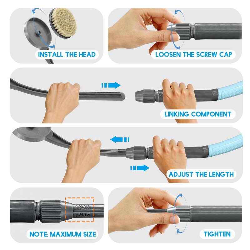 Gobiteli Back Scrubber for Shower, Long Handle Exfoliating Shower Brush for Body for Deep Cleaning, Back Brush for Shower for Men Women(Blue)