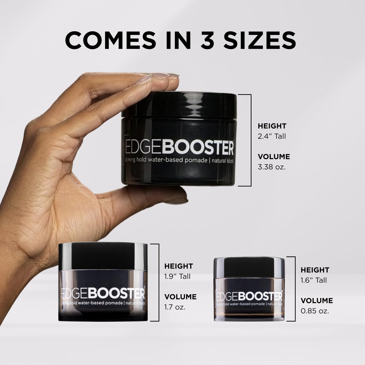 Style Factor EDGE BOOSTER HIDEOUT Water-Based Pomade | Strong Hold & Instant Gray Coverage | Slick Styling for Flyaways, Edges & Roots | High Shine Finish | Natural Black | 3.38 oz