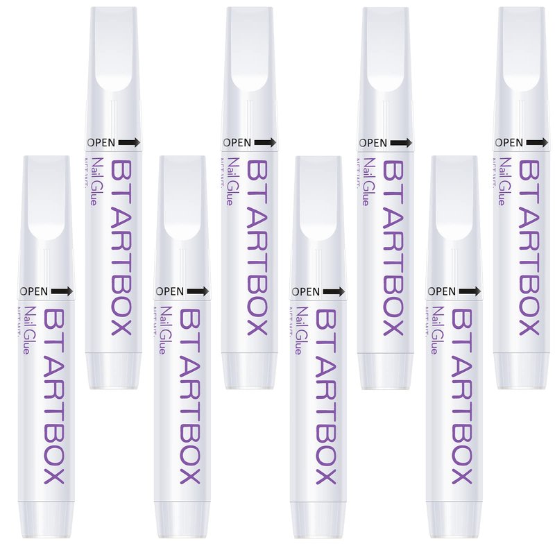Nail Glue for Acrylic Nails - Nail Glue for Press On Nails, 8 Pcs BTArtbox Adhesive Super Bond for Fake Nails Tips Long Lasting, 0.07 oz