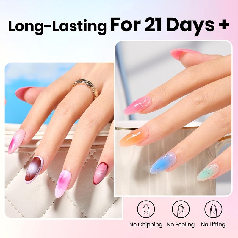 Beetles 3Pcs 15ml HEMA-Free Nail Glue Top Coat & Base Gel Set, TPO Free No Wipe Top Coat Base Nail Glue Gel for False Nails, Shine Effect Long Lasting Nail Extension DIY Salon Home, U V Light Required