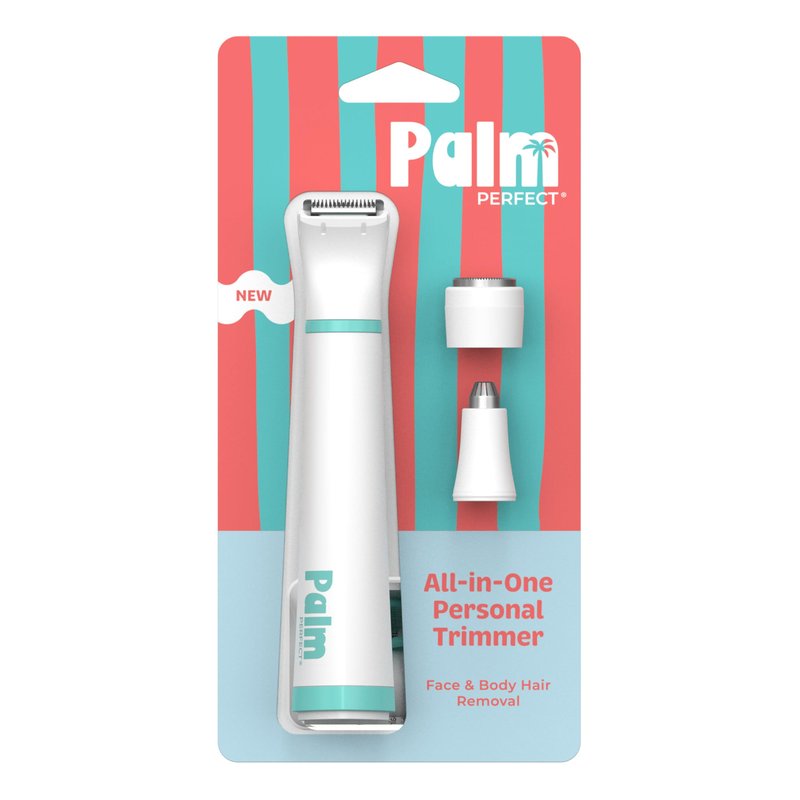 PalmPerfect All-in-One Personal Trimmer for Women – 3-in-1 Facial Hair Remover & Eyebrow Shaper – Wet/Dry Waterproof Grooming Kit with Rotary, Reciprocal & Precision Attachments