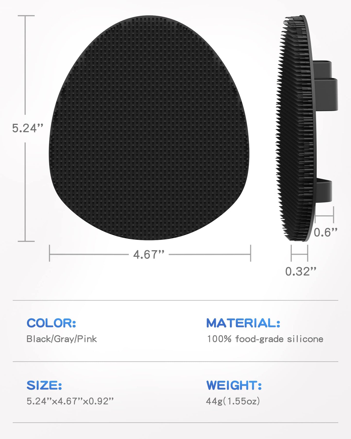 Manmihealth Soft Silicone Shower Brush, Super-lathering Body & Face Brush, Gentle Exfoliating Cleaning Glove for Baby,Sensitive,Dry and All Skin Types (Black x 1)
